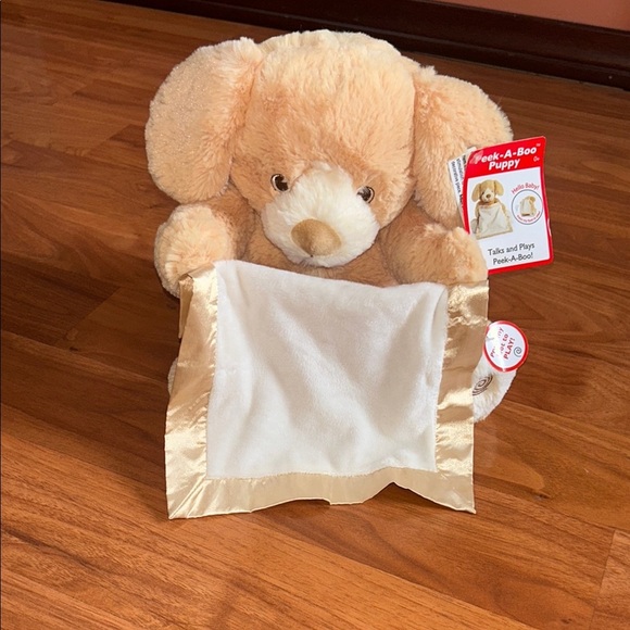 Tan and White Peek-a-Boo Stuffed Animal - Picture 1 of 9